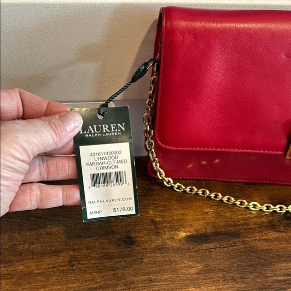 New with tags - Lauren Ralph Lauren red clutch purse handbag - Picture 5 of 12